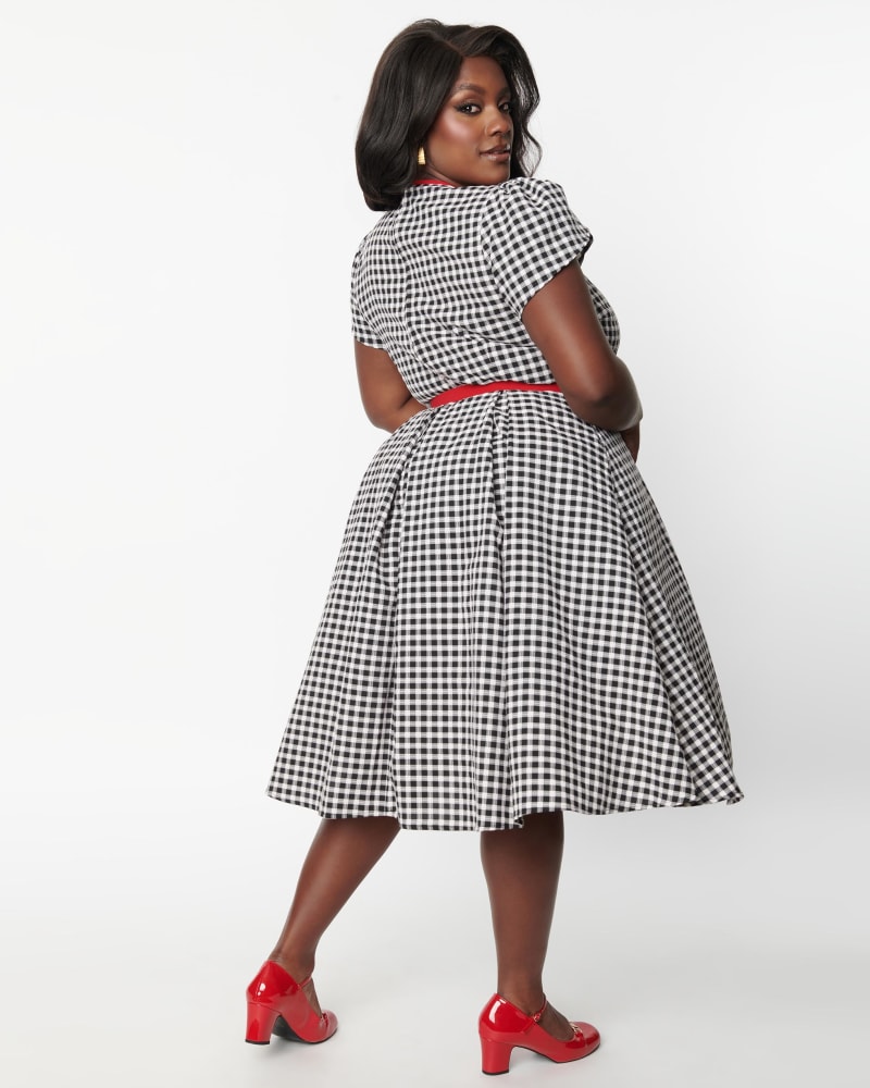 Plus size gingham print dress clearance
